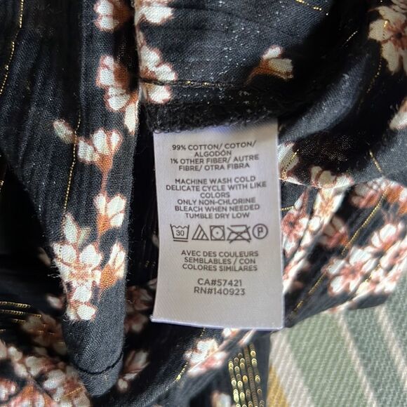 Loft Petite Metallic Floral Long Sleeve Top Blouse - Picture 5 of 5